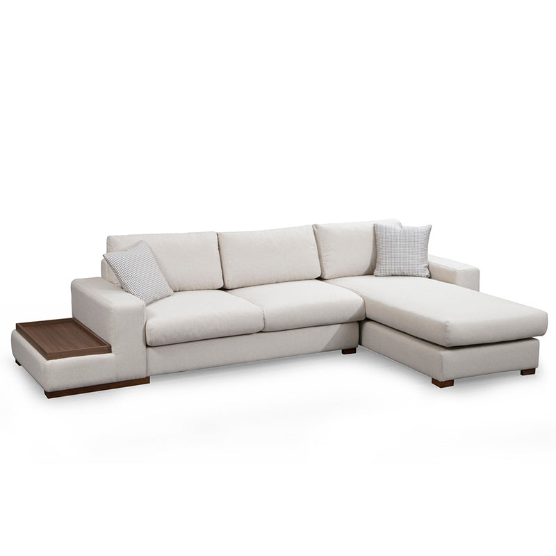 Corner sofa PWF-0540 pakoworld left corner fabric beige-walnut 312x194x85cm