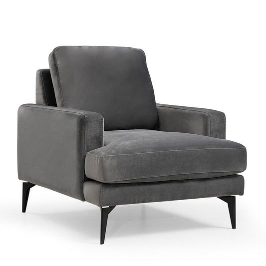 Armchair Fortune pakoworld velvet anthracite black 80x90x88cm