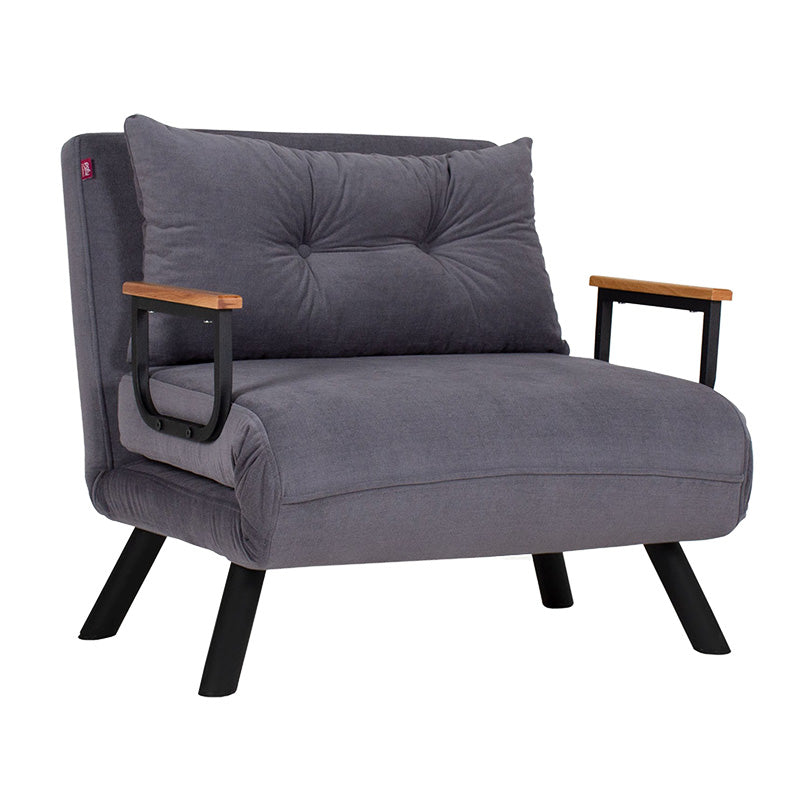 Armchair-bed Ethereal pakoworld fabric anthracite-black 60x78x78cm