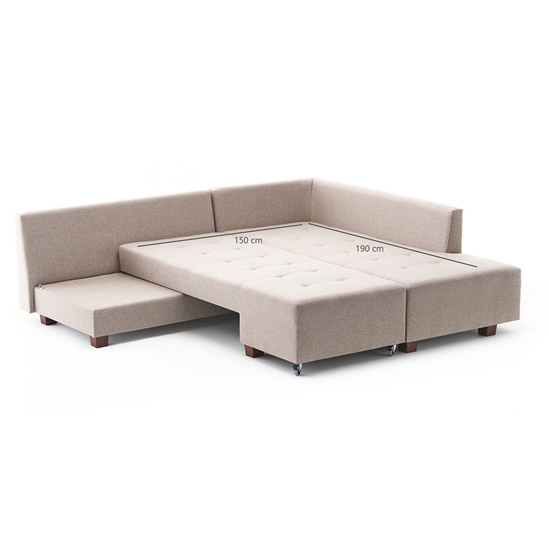 Corner sofa-bed PWF-0517 pakoworld left corner fabric cream-walnut 282x206x85cm