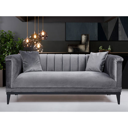 2 seater sofa PWF-0541 pakoworld anthracite velvet 190x89x79cm