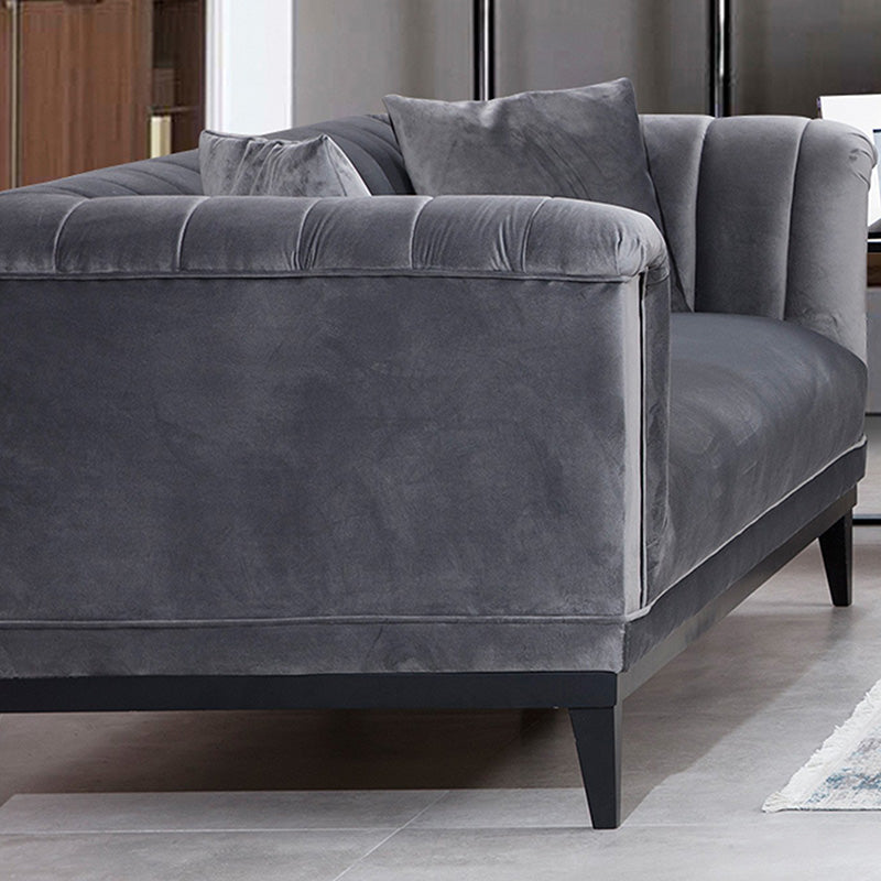 2 seater sofa PWF-0541 pakoworld anthracite velvet 190x89x79cm