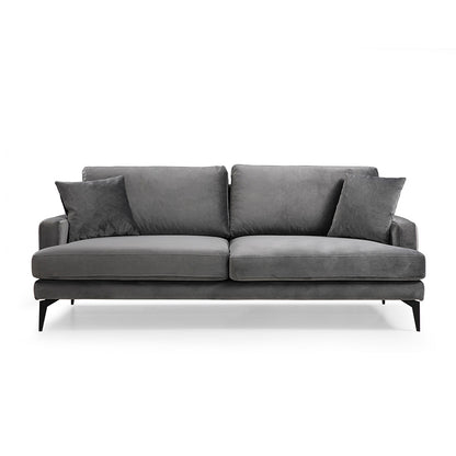 3-seater sofa Fortune pakoworld velvet anthracite-black 205x90x88cm