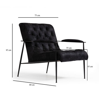 Armchair PWF-0582 pakoworld fabric black 75x80x85cm