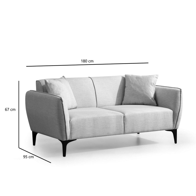 2 seater sofa PWF-0565 pakoworld fabric off white 160x95x67cm