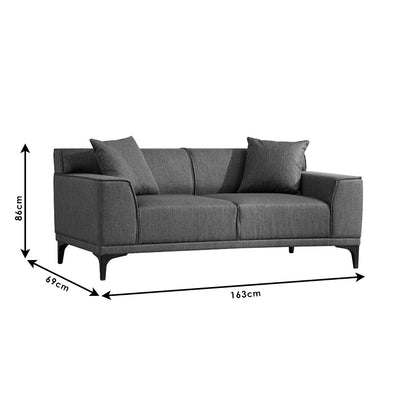 2 seater sofa PWF-0566 pakoworld fabric anthracite 163x69x86cm