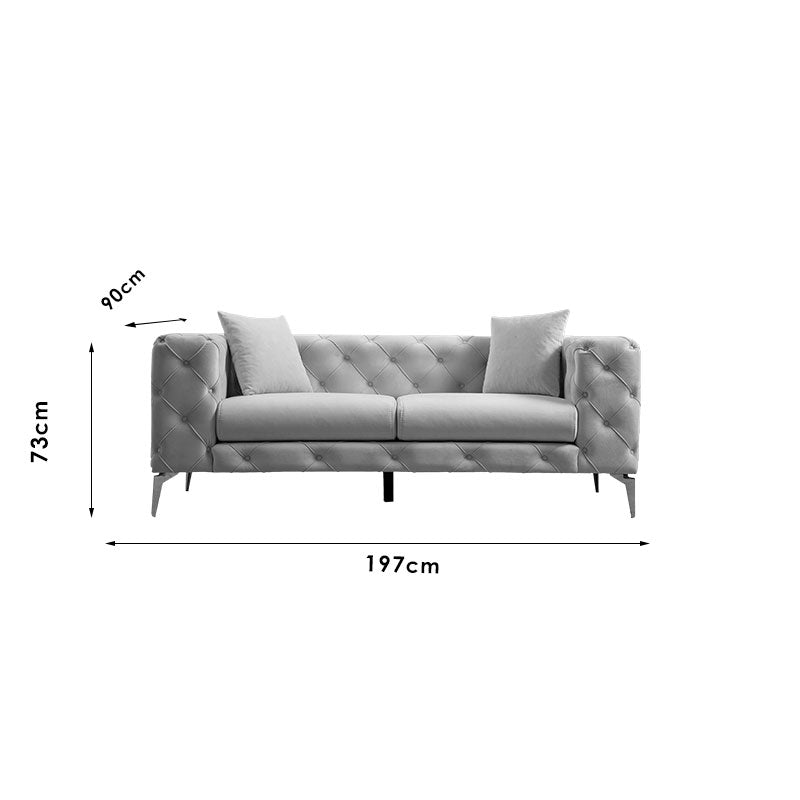 2 seater Chesterfield type sofa PWF-0579 pakoworld fabric ecru 197x90x73cm