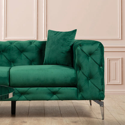 2 seater Chesterfield type sofa PWF-0579 pakoworld fabric green 197x90x73cm