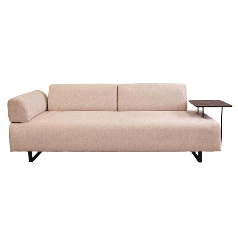 3 seater sofa with side table PWF-0595 pakoworld fabric beige 220x90x80cm