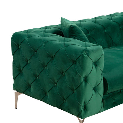 3 seater sofa PWF-0579 pakoworld Chesterfield type fabric green 237x90x73cm