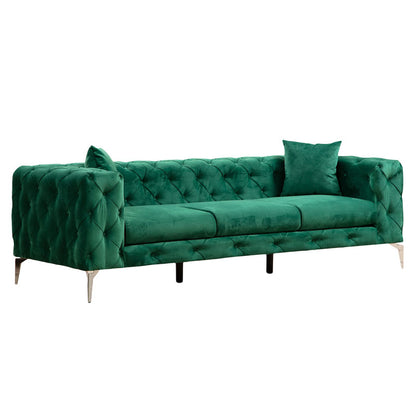 3 seater sofa PWF-0579 pakoworld Chesterfield type fabric green 237x90x73cm