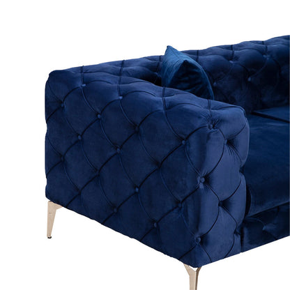 3 seater sofa PWF-0579 pakoworld Chesterfield type velvet fabric blue 237x90x73cm