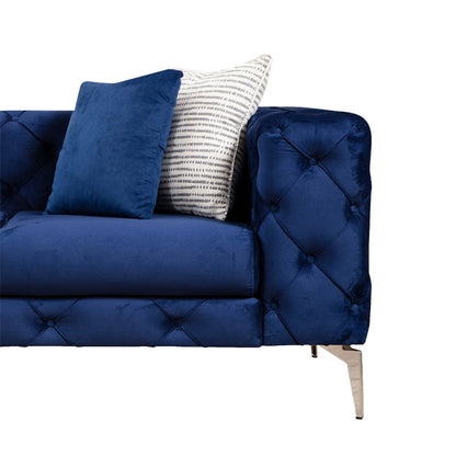 3 seater sofa PWF-0579 pakoworld Chesterfield type velvet fabric blue 237x90x73cm