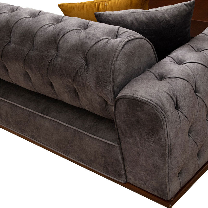 3 seater sofa-bed PWF-0596 pakoworld type Chesterfield fabric anthracite 225x92x78cm