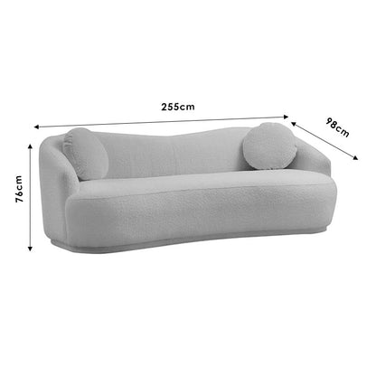 3 seater sofa PWF-0602 pakoworld fabric grey 255x98x76cm