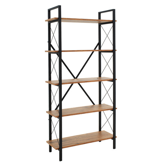 Bookcase Wook pakoworld walnut-black 90x34x180cm