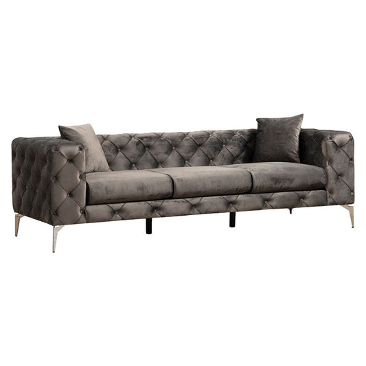 3 seater sofa PWF-0579 pakoworld Chesterfield type fabric dark grey 237x90x73cm