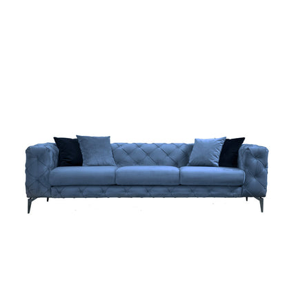 3 seater sofa PWF-0579 pakoworld Chesterfield type fabric light blue 237x90x73cm