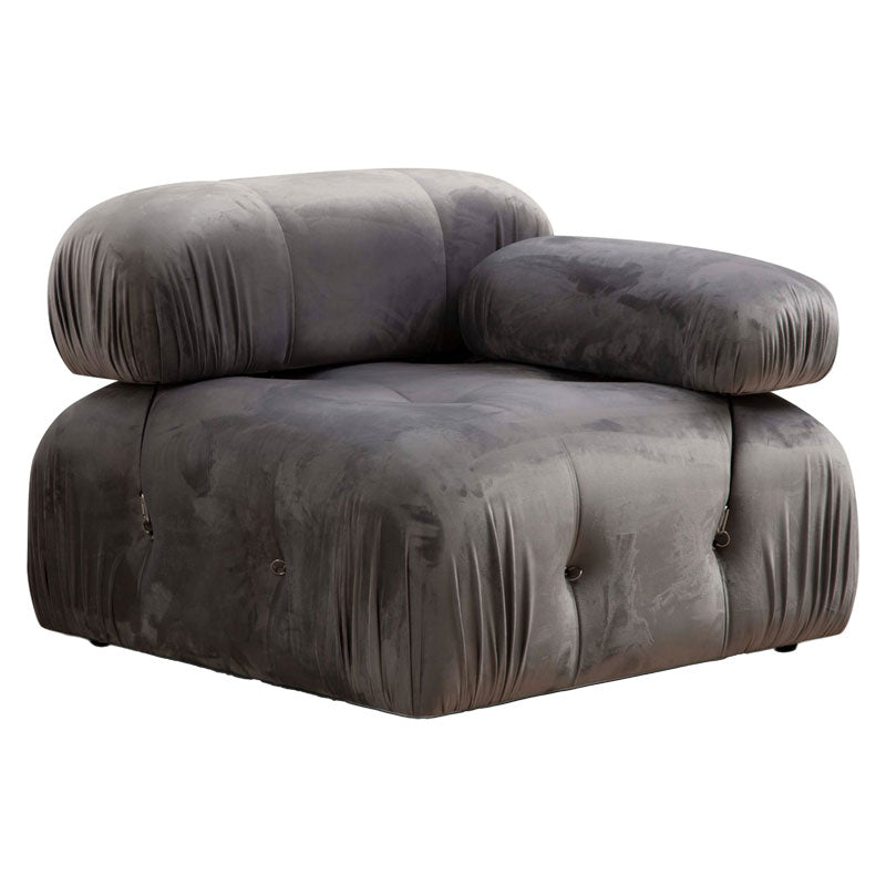 Armchair Divine velvetish gray with left arm 95x95x75cm