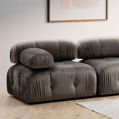 Armchair Divine velvetish gray with right arm 95x95x75cm