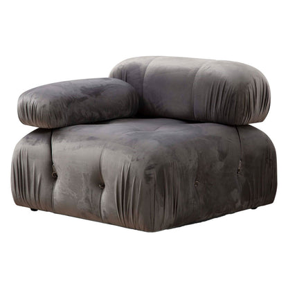 Armchair Divine velvetish gray with right arm 95x95x75cm