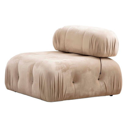 Polymorphic sofa Divine velvetish in dark cream color 288/190x75cm