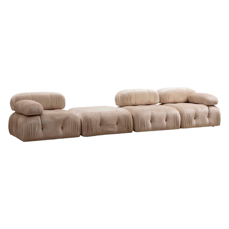 Polymorphic sofa Divine velvetish in dark cream color 288/190x75cm