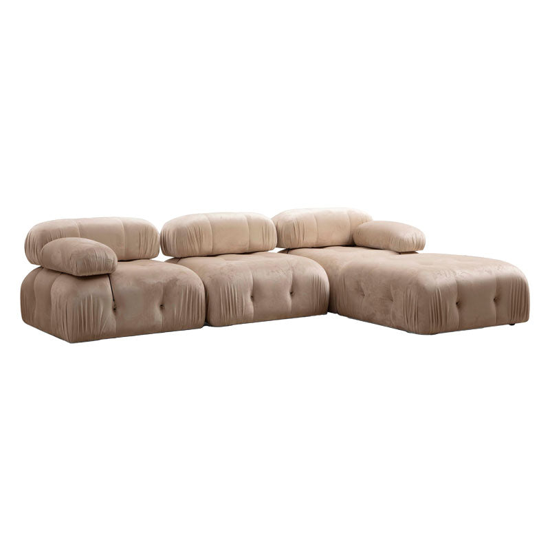 Polymorphic sofa Divine velvetish in dark cream color 288/190x75cm