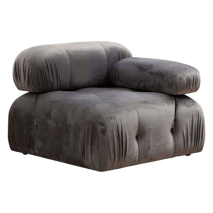 Polymorphic sofa Divine velvetish in grey color 288/190x75cm