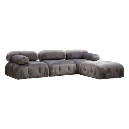 Polymorphic sofa Divine velvetish in grey color 288/190x75cm