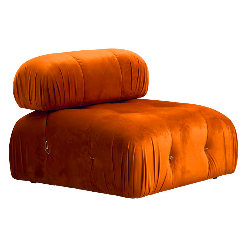 Polymorphic sofa Divine velvetish in orange color 288/190x75cm