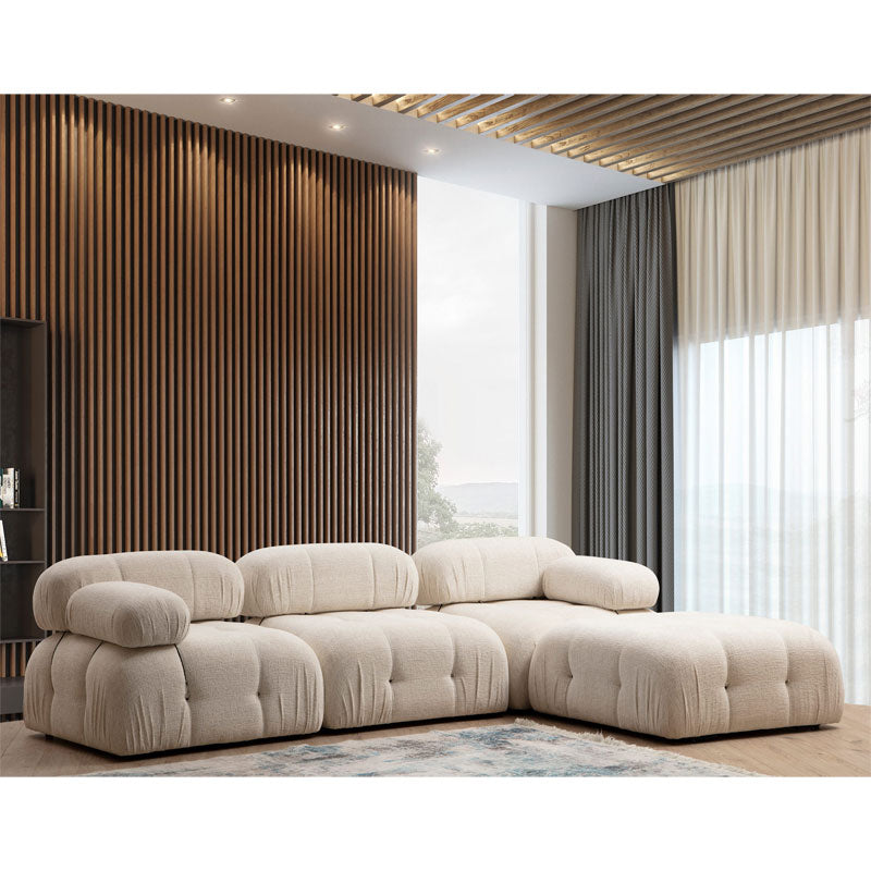 Polymorphic sofa Divine with fabric in cream color 288/190x75cm