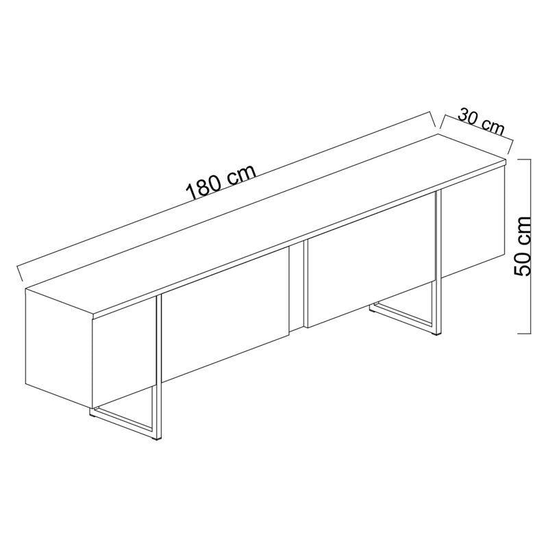 TV stand PWF-0626 pakoworld walnut-black color 180x30x50cm