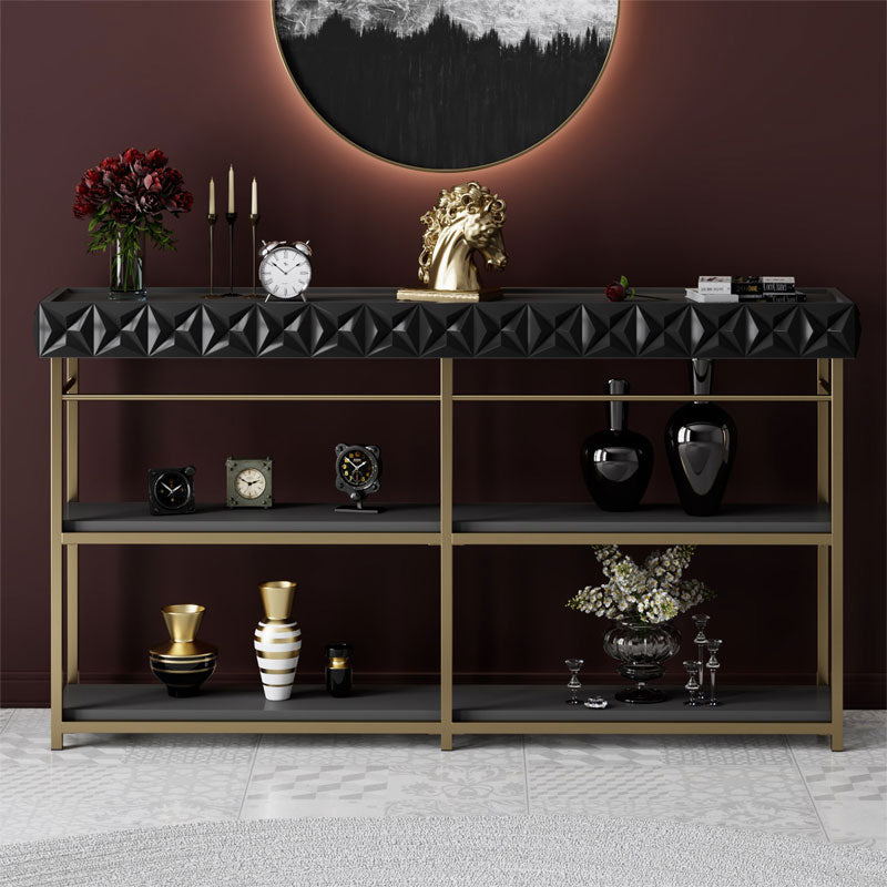 Sideboard PWF-0629 pakoworld anthracite-gold color 152x32x83cm