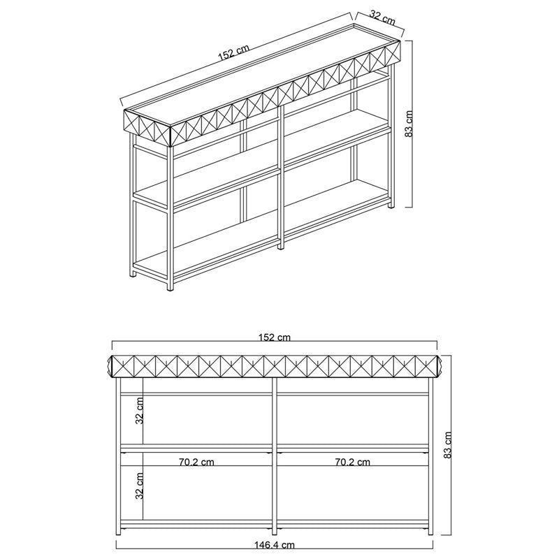 Sideboard PWF-0629 pakoworld anthracite-gold color 152x32x83cm