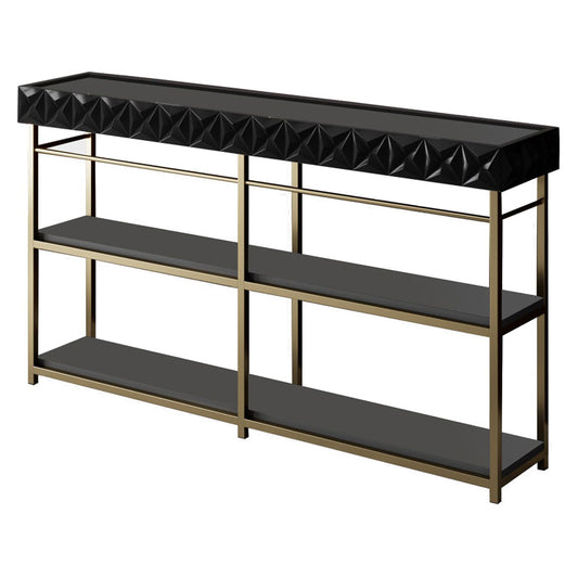 Sideboard PWF-0629 pakoworld anthracite-gold color 152x32x83cm