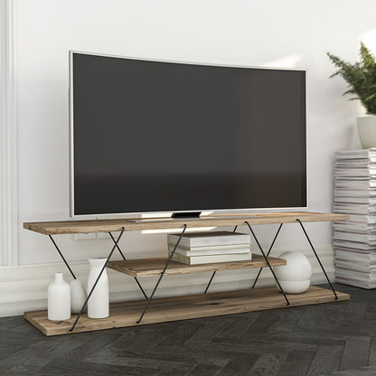 Tv stand TARS pakoworld in colour sonoma with black details 120x30x33cm