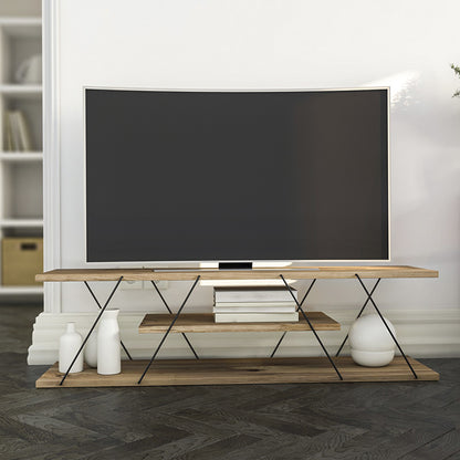 Tv stand TARS pakoworld in colour sonoma with black details 120x30x33cm