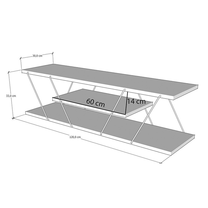 Tv stand TARS pakoworld in colour sonoma with black details 120x30x33cm