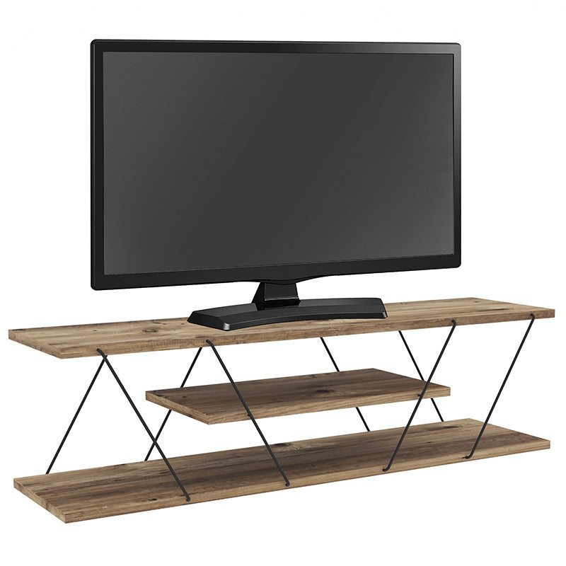 Tv stand TARS pakoworld in colour sonoma with black details 120x30x33cm