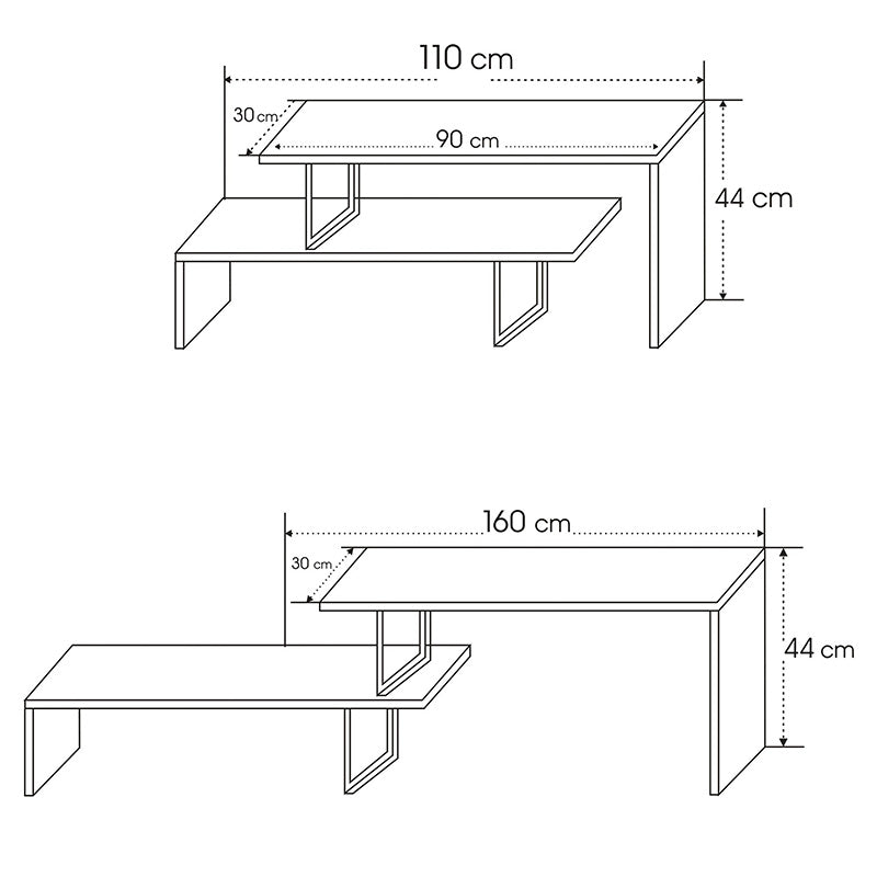 Tv stand Ferocity pakoworld in colour anthracite 120x30x45cm