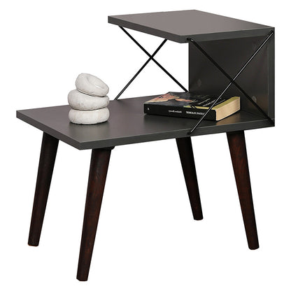 Side table Gather anthracite-walnut 50x40x55cm