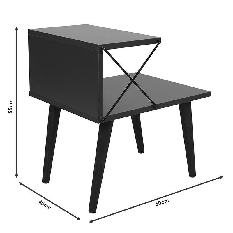 Side table Gather anthracite-walnut 50x40x55cm
