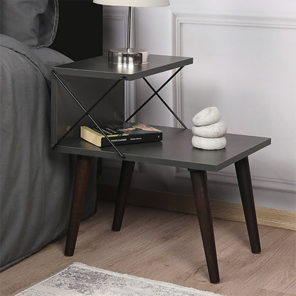 Side table Gather anthracite-walnut 50x40x55cm