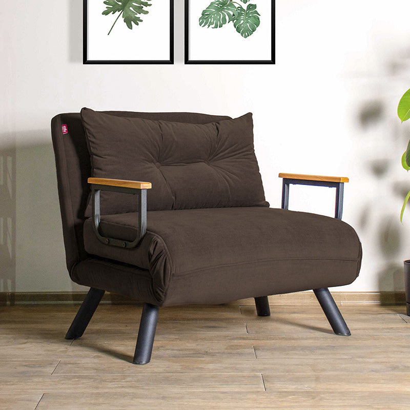 Armchair-bed Ethereal pakoworld fabric brown-black 60x78x78cm