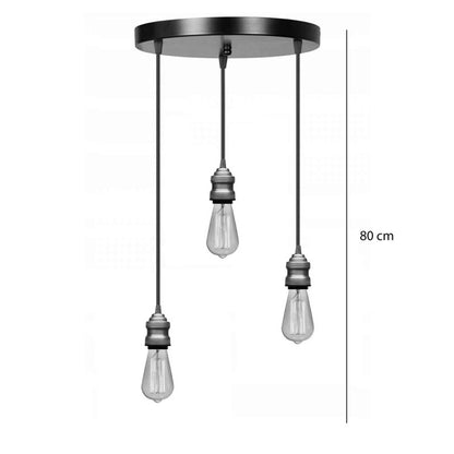 3-light ceilinh luminaire Sopio pakoworld E27 black metal D30x85cm