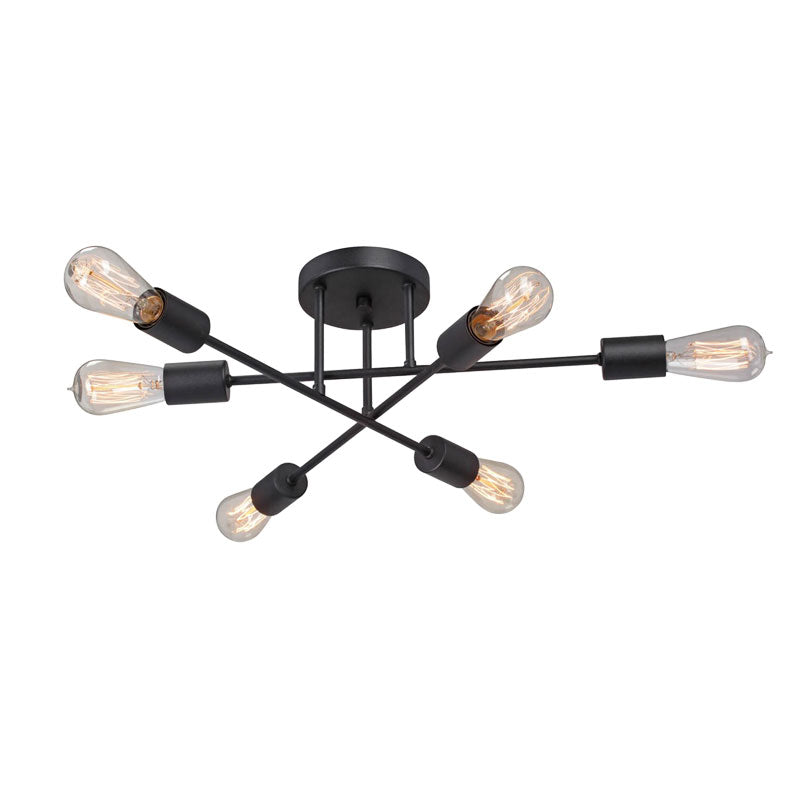 6-light ceilinh luminaire Reclie pakoworld E27 black metal 50x50x30cm