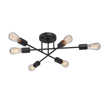 6-light ceilinh luminaire Reclie pakoworld E27 black metal 50x50x30cm