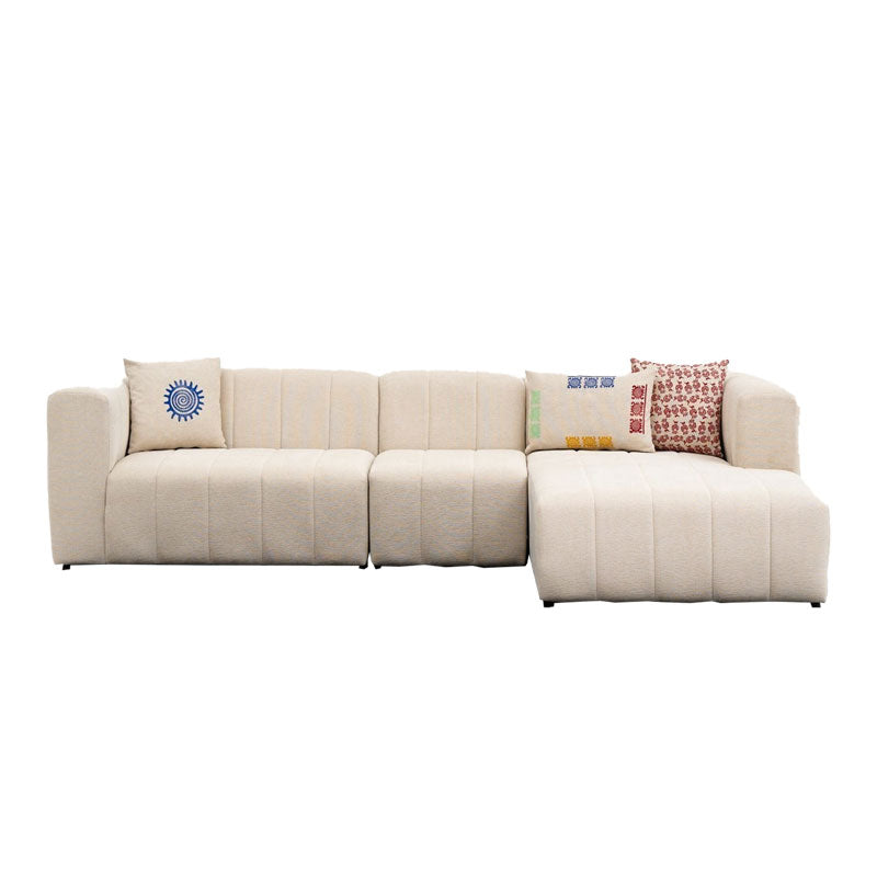 Corner sofa Beyza pakoworld left corner cream fabric 299x160x73cm