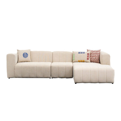 Corner sofa Beyza pakoworld left corner cream fabric 299x160x73cm